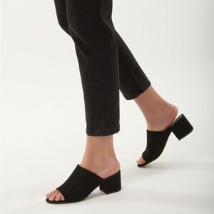 Black Suede Mules Block Heel - Size 8.5 US (fits like 8) Little Burgundy